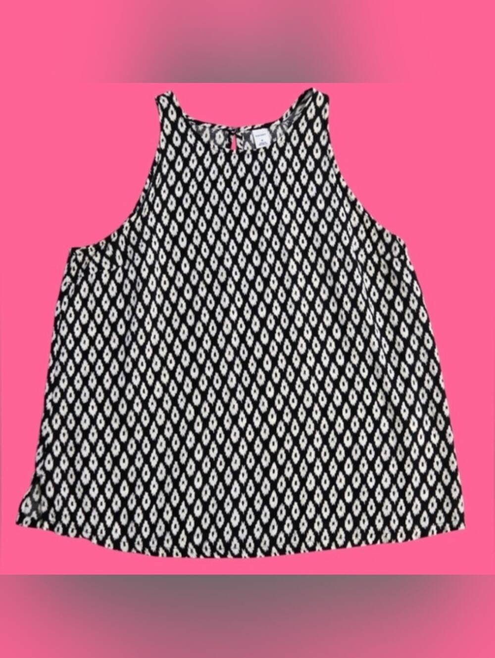 Old Navy Women's Medium Sleeveless Black & White Top With Bottom Side Slits